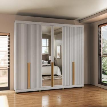 Imagem de Roupeiro Newton 6 Portas de Giro Puxador Nature 100% Mdf - Casamia