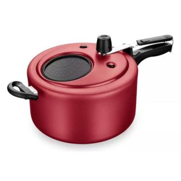 Imagem de Panela de pressao com visor de vidro grande 6,0l - mta cereja