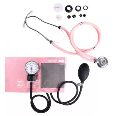 Imagem de Kit Esfigmomanometro + Estetoscópio Rappaport Rosa - PREMIUM