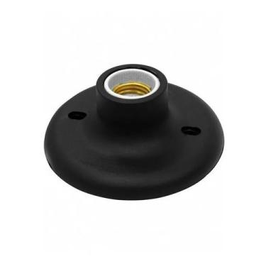 Imagem de Suporte P/ Lâmpada Comum Led Plafon Preto Com Porcelana - Cristallux