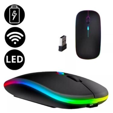Imagem de Mouse Sem Fio Recarregável Wireless Led Longa Duração 2.4ghz Preto - b