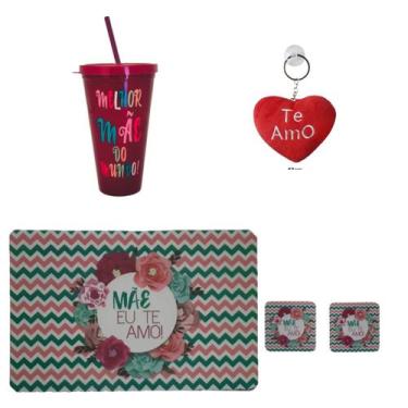 Imagem de Kit presente das mães copo jogo americano e chaveiro pelúcia - WELLMIX