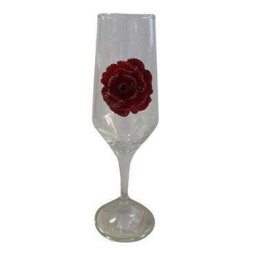 Imagem de Taça Pomba Gira Flor Vermelha Champagne Buffet Vidro 186 Ml - Meta Ata