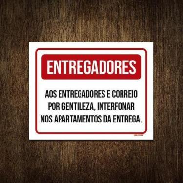 Imagem de Placa Entregadores Correio Interfonar Apartamentos 18x23 3un - Sinaliz