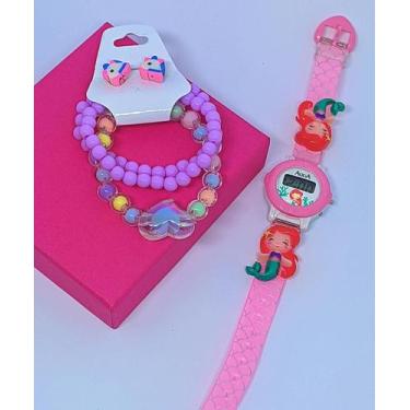 Imagem de Kit Relógio Infantil Digital Crianças Quartz Disney Super Heróis Princ