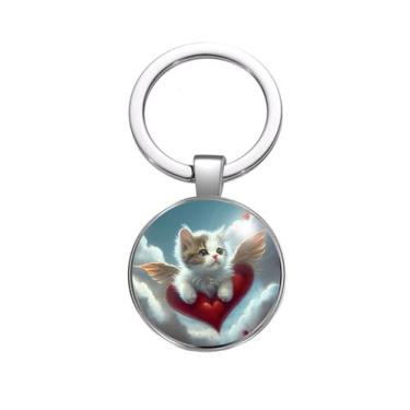 Imagem de Chaveiro Gatinho Apaixonado Coração nas nuvens - RECANTO ASTRAL