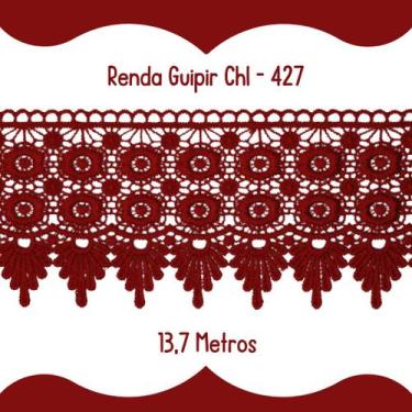 Imagem de Renda Guipír Bordô - Rolo Com 13,7 Metros - Chl427 - Nybc