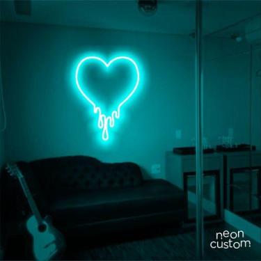 Imagem de luminaria letreiro Neon Led Coração Derretido 50x40 luminoso decoração