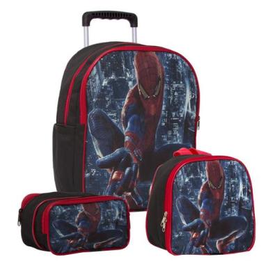 Imagem de Kit Mochila Infantil Homem Aranha Menino Carrinho Resistente - TOYS 2U