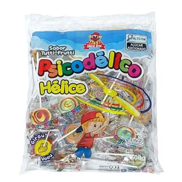 Imagem de Pirulito Hélice Psicodélico Colorido Santa Rita Pacote 500g