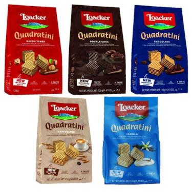 Imagem de Kit 5 Mini Biscoito Wafer Quadrantine Sortidos Loacker 125G