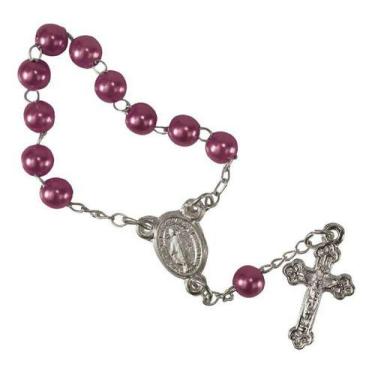 Imagem de 50 Mini Terço para Lembrancinhas - SJO Artigos Religiosos, Rosa Choque