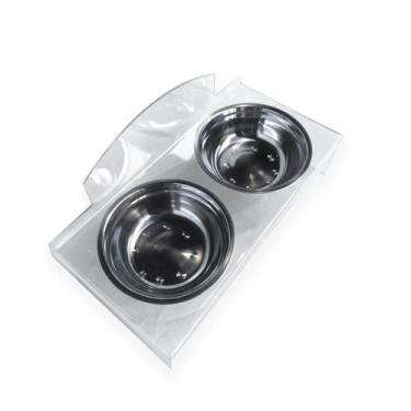 Imagem de Comedouro Pet Elevado Duplo Em Acrílico Para Cães E Gatos - Dubon