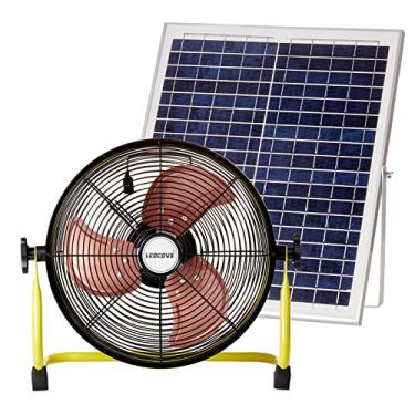Imagem de lcocove Ventilador alimentado por energia solar, ventilador portátil de uso duplo doméstico ou externo, bateria pode funcionar 5-24 horas, design para acampamento, pátio, galpão, carro, com saída USB