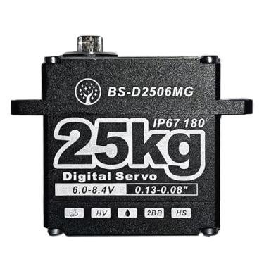 Imagem de BOVAOCEN 25KG Digital Servo Large Torque HV P67 Waterproof Servo with 25T Servo Horn Full Metal Gear for 1/8 1/10 1/12 RC Car and Truck Robot Parts (BS-D2506MG-180 Degree)