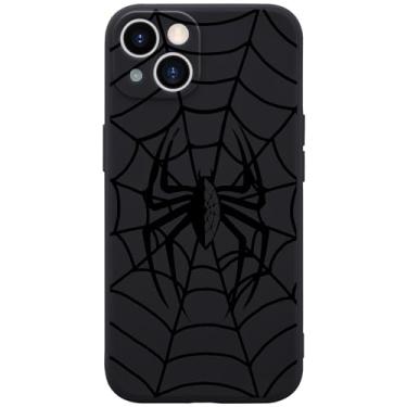 Imagem de Wihytec Capa de celular preta de teia de aranha para iPhone 12 capa preta de teia de aranha capa de silicone líquido macio de borracha fosca para celular com forro de microfibra capa protetora