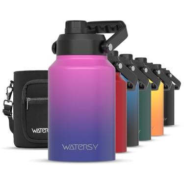 Imagem de WATERSY Garrafa de água de 1,8 litro isolada (fria por 48 horas), livre de BPA e à prova de vazamento, jarro de água de aço inoxidável de 1,8 g/frasco, grande térmico, garrafa de água grande com alça