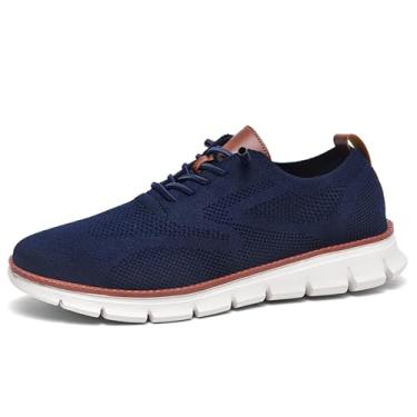 Imagem de Wearbreeze Tênis Oxford masculino casual de negócios – Sapatos sociais leves com cadarço para trabalho, viagens e deslocamento diário, Azul, 47