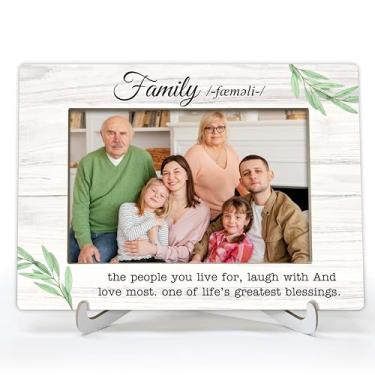 Imagem de YSTEP Porta-retrato de família, Family The People You Live For, Laugh With And Love Most Picture Frame, Moldura de madeira, 10 x 15 cm, para exibição de mesa-B21