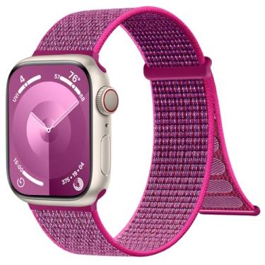 Imagem de IMIVIO Pulseiras femininas de nylon compatíveis com Apple Watch séries 11/10/9/8/7/6 SE/Ultra 3 de 40 mm, 44 mm, 45 mm, 38 mm, 41 mm, 42 mm, 46 mm e 49 mm, para Apple Watch Series 11/10/9/8/7/6 SE