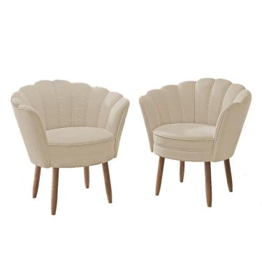 Imagem de Kit Poltronas Cadeiras Flor Confortáveis Balaqui Decor Bege