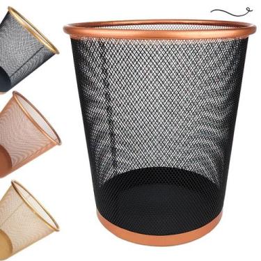Imagem de Lixeira para escritório quarto 10l black rose gold preto dourado - Mar