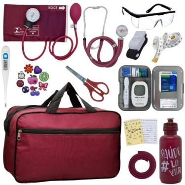 Imagem de Kit Enfermagem Medidor Glicose Aparelho de Pressão Esteto Multi Premiu