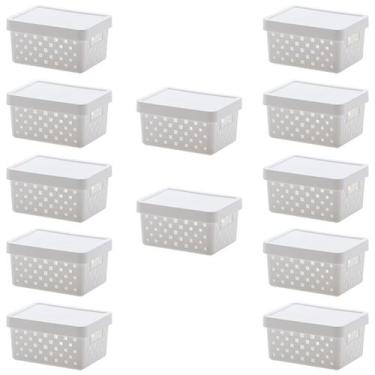 Imagem de Kit 10 Caixa Organizadora C/ Tampa 19x14x10 Quadratta Branco 896 Param