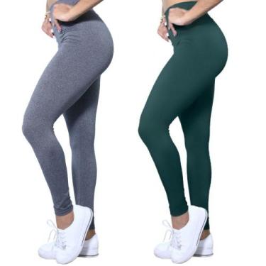 Imagem de Kit 2 Calças Legging Heide Ribeiro Leg Basic Suplex Ginástica, P, Cinz
