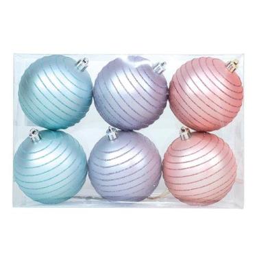 Imagem de Bola Fosca com Listras - Cores Roxo Azul e Lilás - Cromus Natal - 6 un