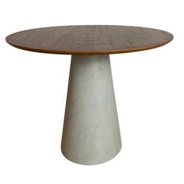 Imagem de Mesa de Jantar Cone Redonda 60 cm Tampo Imbuia Base Concreto - Persona