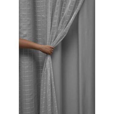 Imagem de Cortina Microfibra C Voil Xadrez 3,00 x 2,80 - Stanzanni Bordados, Cin