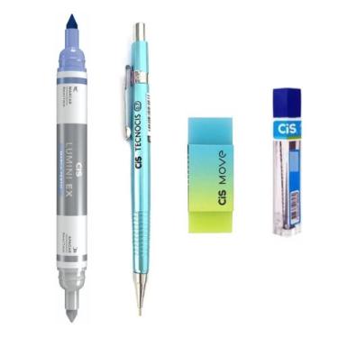 Imagem de Kit 4 Lapiseira BOHO 0.7mm AZ +Borracha +Grafite + Lumini Ex - Cis