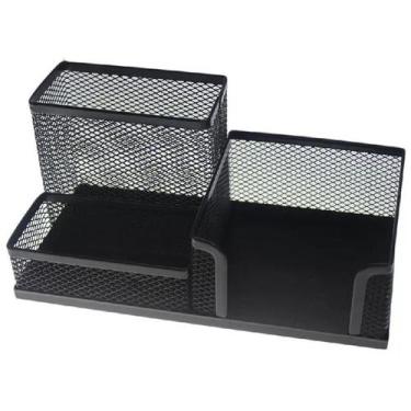 Imagem de Porta Treco com Organizador De Mesa Escritório metal aramado com 3 div