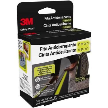 Imagem de Fita Antiderrapante Neon 3M Proteção Segurança para Pisos Degraus Esca