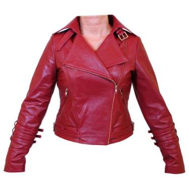 Imagem de Jaqueta de Couro Feminina Biker SV4000 - Vermelho - Selaria Vertentes,