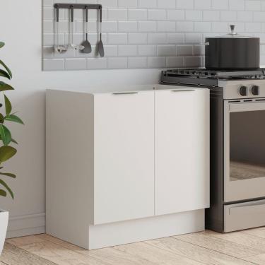 Imagem de Balcão 2 Portas 80cm sem Tampo com Rodapé Puxador 150mm Ipanema CabeCasa MadeiraMadeira Branco