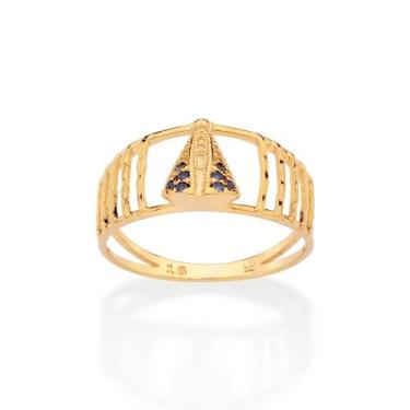 Imagem de Anel rommanel feminino banhado ouro 18k nossa senhora aparecida religi