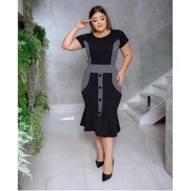 Imagem de Vestido Midi Sara Moda Evangélica Feminina - MISS FLOWER, Cinza, G