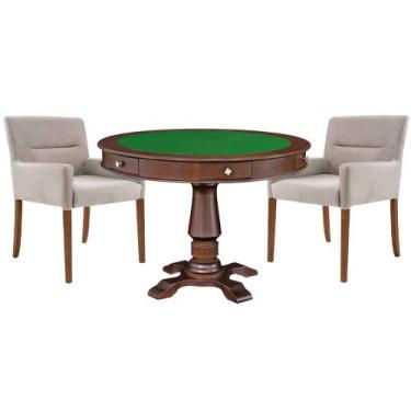 Imagem de Mesa de Jogos Carteado Victoria Redonda Tampo Reversível Imbuia com Ki