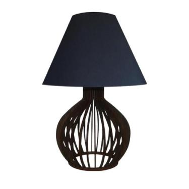 Imagem de Abajur de mesa madeira mdf Preto 35x25 sala quarto - Shoppingnet