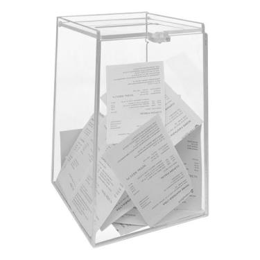 Imagem de Urna Sorteio Sugestões Cupons Cofre  Acrílico Transparente Design Pirâ