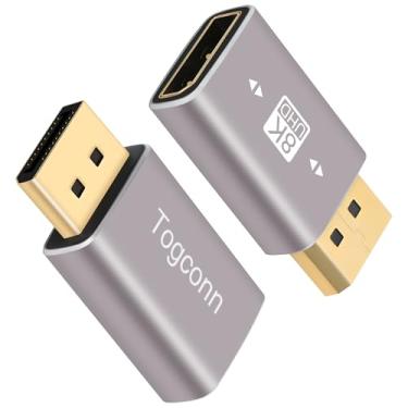 Imagem de Togconn Adaptador 8K DisplayPort 1.4 macho para fêmea banhado a ouro pacote com 2, conversor de conector DP macho para fêmea DP extensor, suporta 8K @60Hz, 4K @144Hz, 4K@60Hz, 4K@30Hz