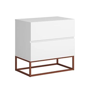 Imagem de Mesa de Cabeceira para Quarto Lateral Cama Casal Eros 45cm 2 Gavetas Pé de Ferro Cobre Luxo