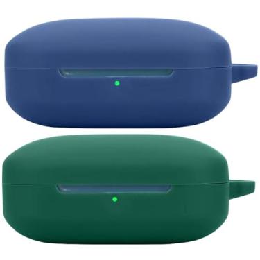 Imagem de Accdeny Capa de fone de ouvido compatível com oneplus Buds 3, [suporta carregamento sem fio] [capa protetora à prova de choque] capa de silicone para fone de ouvido (azul-verde)