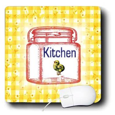 Imagem de 3dRose Imagem de 20 x 20 x 0,25 polegadas de pote de pedreiro vermelho com cozinha de frango e palavra no mouse pad de xadrez (mp_163407_1)