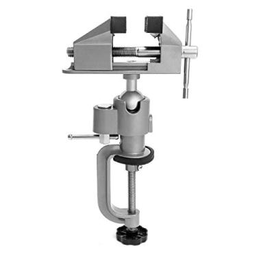 Imagem de QWORK Suporte universal de mesa de 7,6 cm, inclinação de torno de 360°, torno de bancada de trabalho portátil para perfuração, marcenaria, fabricação de joias, trabalho mental