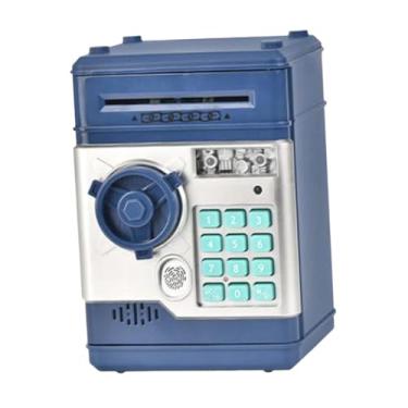 Imagem de menolana Cofrinho eletrônico, caixa de economia, brinquedo, desenvolvimento inicial, código de senha eletrônico educacional, banco de dinheiro para crianças, Azul Escuro