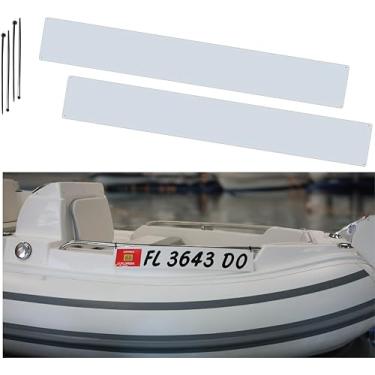 Imagem de Hardline Products Placa de número de barco de plástico branco sólido, par