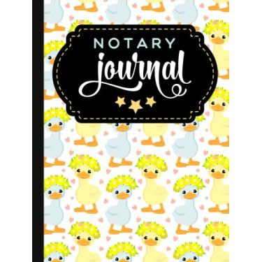 Imagem de Hardcover Notary Journal: 8.5x11 Large Notarial Logbook/With 200 Numbered Pages - Two Record Logs Per Page / 400 Records/Ledger Book Gift For ... / Blue Yellow Baby Duckling Heart Art Pattern